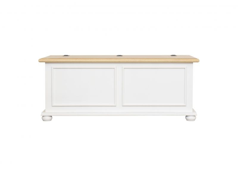 Cassapanca in legno shabby bianco naturale 116,5x40,5x46 - Mobili 2G