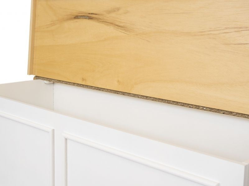 Cassapanca in legno shabby bianco naturale 116,5x40,5x46 - Mobili 2G