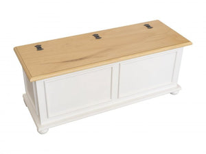 Cassapanca in legno shabby bianco naturale 116,5x40,5x46 - Mobili 2G