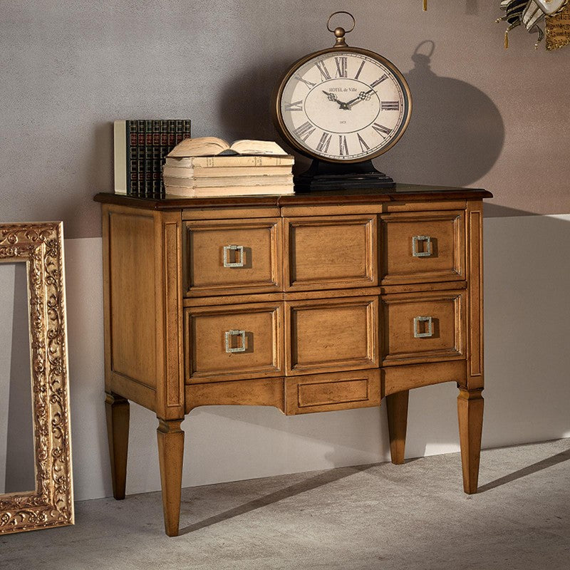 Cassettiera 2 cassetti classica legno bicolore 96x46x83 - Mobili 2G