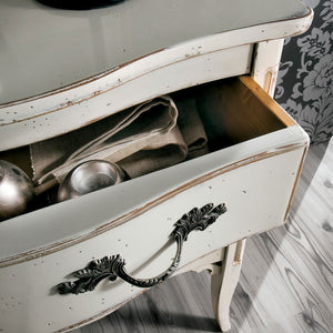 Cassettiera 2 cassetti legno bianco shabby chic 92x44x79 - Mobili 2G