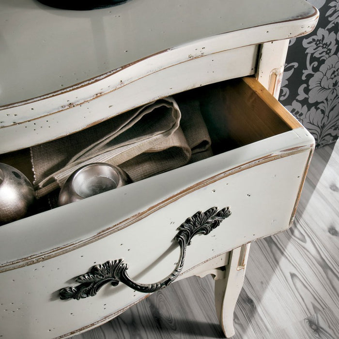 Cassettiera 2 cassetti legno bianco shabby chic 92x44x79 - Mobili 2G