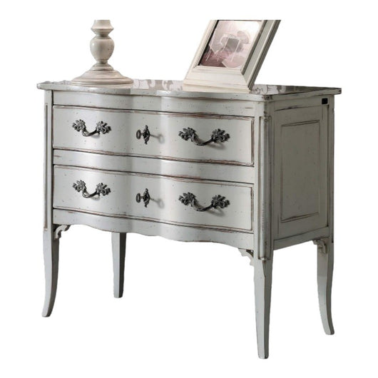 Cassettiera 2 cassetti legno bianco shabby chic 92x44x79 - Mobili 2G