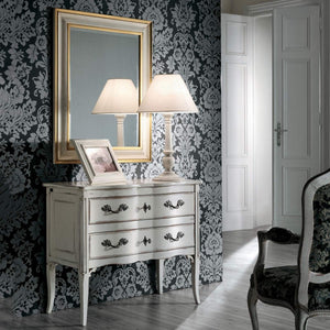 Cassettiera 2 cassetti legno bianco shabby chic 92x44x79 - Mobili 2G