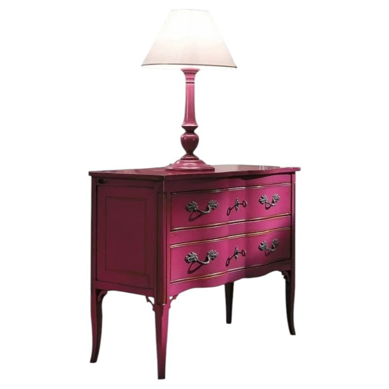 Cassettiera 2 cassetti legno rosa shabby chic 92x44x79 - Mobili 2G