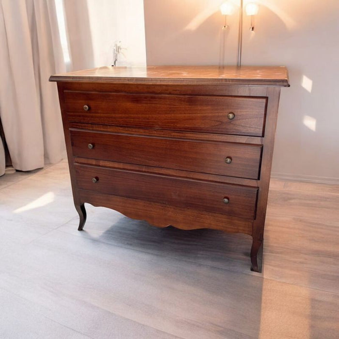 Cassettiera 3 cassetti arte povera legno noce bassano 107x52x89 - Mobili 2G