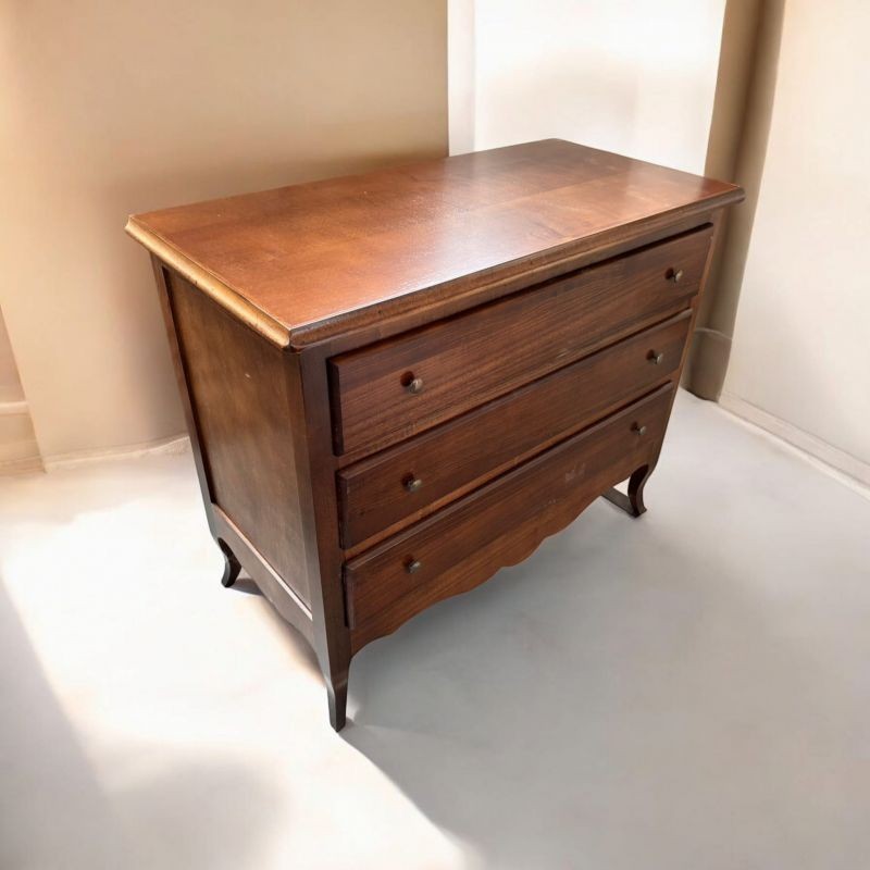 Cassettiera 3 cassetti arte povera legno noce bassano 107x52x89 - Mobili 2G