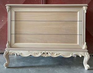Cassettiera 3 cassetti classica barocco legno grezzo 120x47x90 - Mobili 2G
