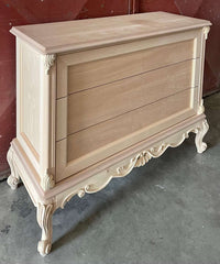 Cassettiera 3 cassetti classica barocco legno grezzo 120x47x90 - Mobili 2G