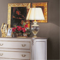 Cassettiera 3 cassetti classico legno shabby bianco argento 130x62x107 - Mobili 2G