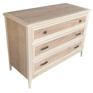 Cassettiera 3 cassetti in legno massello grezzo 115x50x85 - Mobili 2G