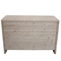 Cassettiera 3 cassetti shabby bianco in legno massello di abete 120x50x80 (3317) - Mobili 2G