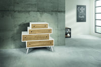 Cassettiera 4 cassetti in legno abete spazzolato bicolore 110x45x95 (878) - Mobili 2G