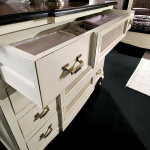 Cassettiera 4 cassetti legno shabby bianco bicolore 124x55x105 - Mobili 2G