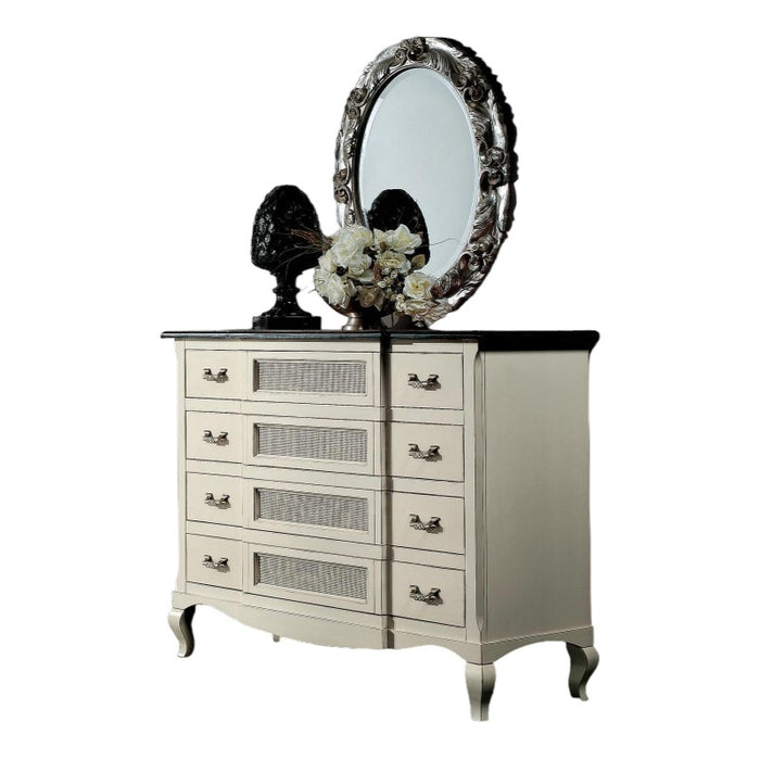 Cassettiera 4 cassetti legno shabby bianco bicolore 124x55x105 - Mobili 2G