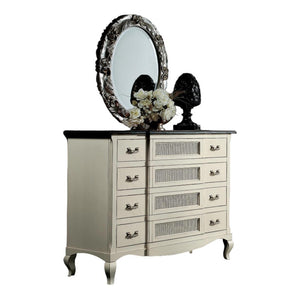 Cassettiera 4 cassetti legno shabby bianco bicolore 124x55x105 - Mobili 2G