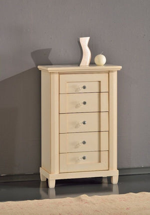 Cassettiera 5 cassetti classica in legno avorio patinato 63x37x99