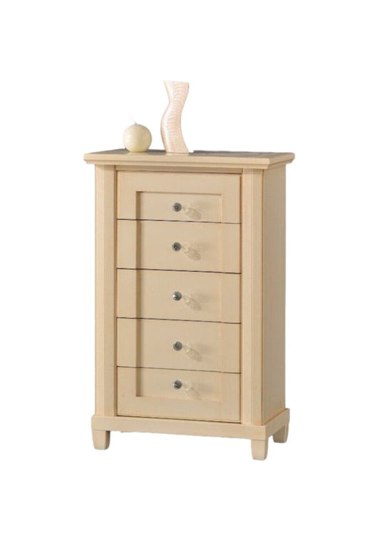 Cassettiera 5 cassetti classica in legno avorio patinato 63x37x99