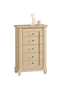 Cassettiera 5 cassetti classica in legno avorio patinato 63x37x99