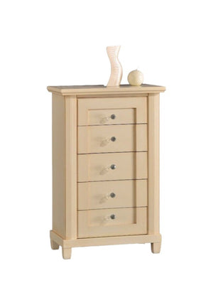 Cassettiera 5 cassetti classica in legno avorio patinato 63x37x99