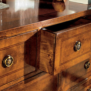 Cassettiera 6 cassetti classica intarsio legno bassano 100x40x87 - Mobili 2G