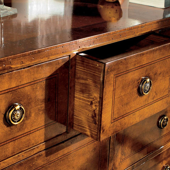 Cassettiera 6 cassetti classica intarsio legno bassano 100x40x87 - Mobili 2G