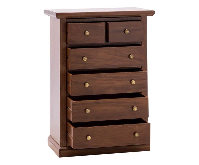 Cassettiera 6 cassetti in legno arte povera tinta noce 63x37x93 - Mobili 2G