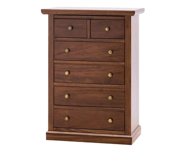 Cassettiera 6 cassetti in legno arte povera tinta noce 63x37x93 - Mobili 2G