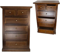 Cassettiera 6 cassetti in legno arte povera tinta noce 63x37x93 - Mobili 2G