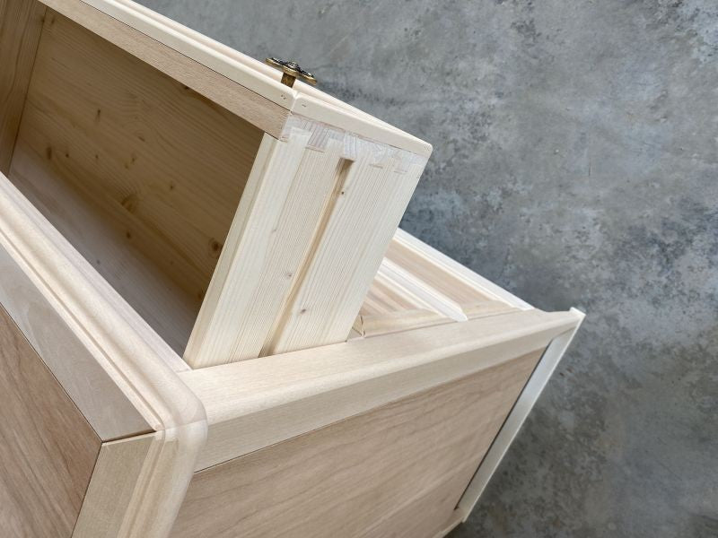 Cassettiera 6 cassetti in legno massello grezzo 150x50x85 - Mobili 2G