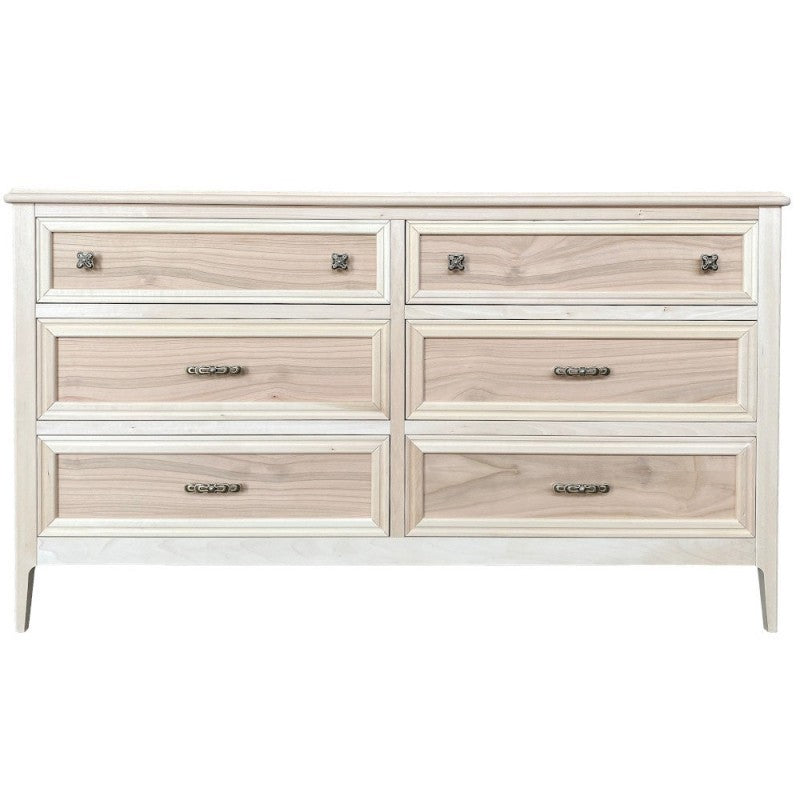 Cassettiera 6 cassetti in legno massello grezzo 150x50x85 - Mobili 2G