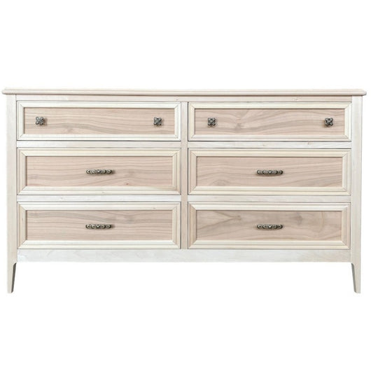 Cassettiera 6 cassetti in legno massello grezzo 150x50x85 - Mobili 2G