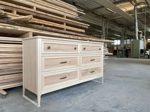 Cassettiera 6 cassetti in legno massello grezzo 150x50x85 - Mobili 2G