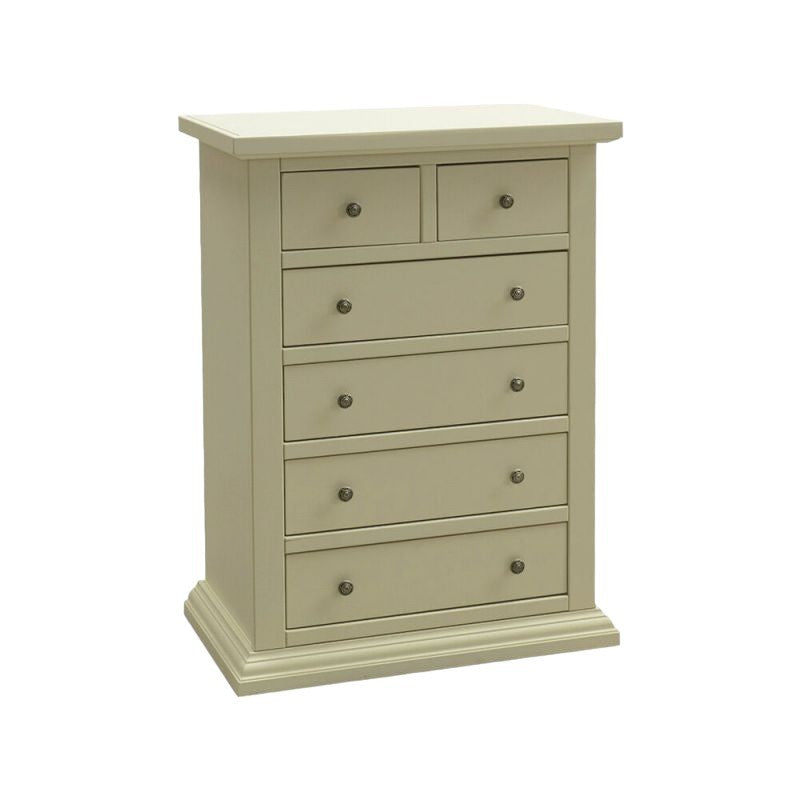 Cassettiera 6 cassetti in legno shabby avorio 62x37x93 - Mobili 2G