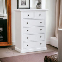 Cassettiera 6 cassetti in legno shabby bianco 62x37x93 - Mobili 2G