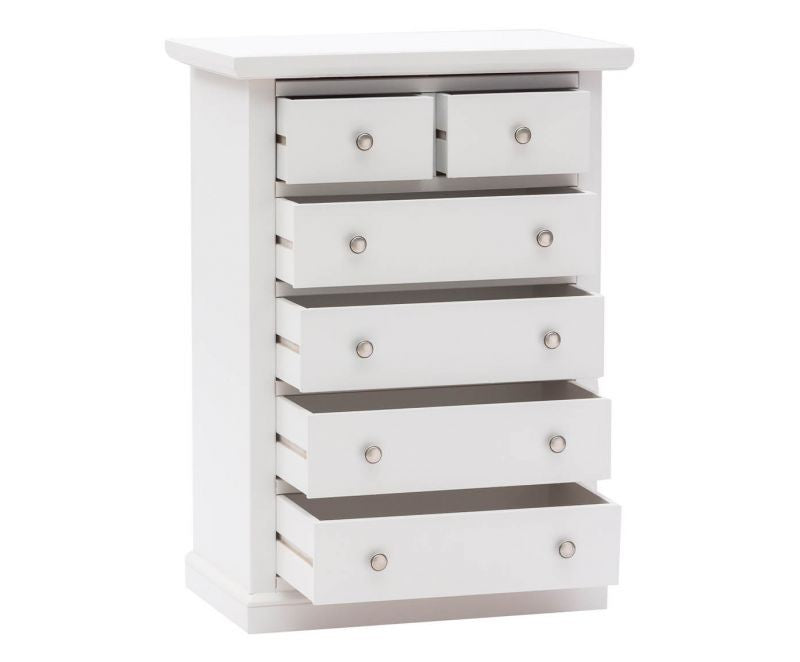 Cassettiera 6 cassetti in legno shabby bianco 62x37x93 - Mobili 2G