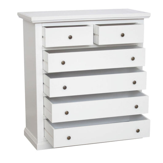 Cassettiera 6 cassetti in legno shabby bianco 86x40x96 - Mobili 2G