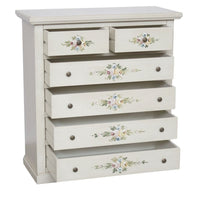 Cassettiera 6 cassetti in legno shabby bianco anticato decorato 86x40x96 - Mobili 2G