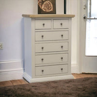 Cassettiera 6 cassetti in legno shabby bianco naturale 62x37x93 - Mobili 2G