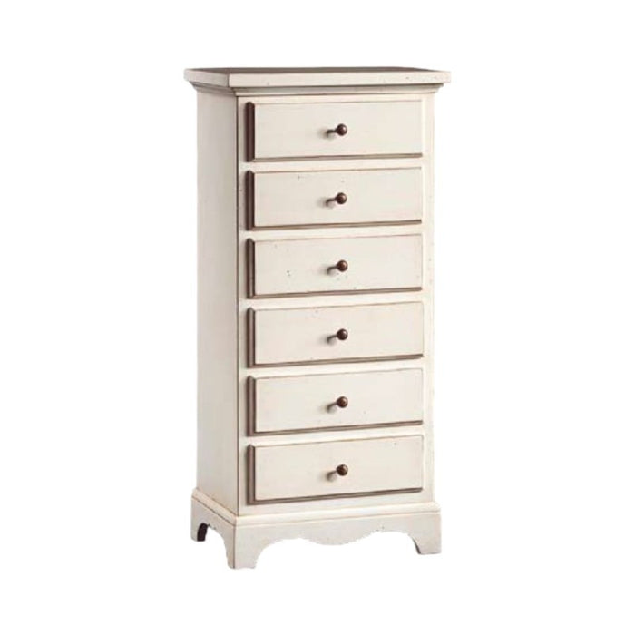 Cassettiera 6 cassetti in legno shabby chic bianco 50x35x105 (1526) - Mobili 2G