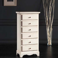 Cassettiera 6 cassetti in legno shabby chic bianco 50x35x105 (1526) - Mobili 2G