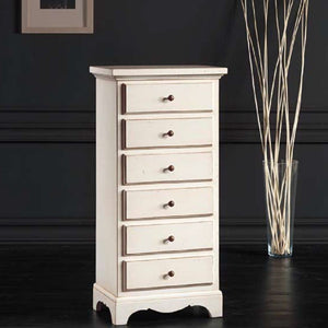 Cassettiera 6 cassetti in legno shabby chic bianco 50x35x105 (1526) - Mobili 2G