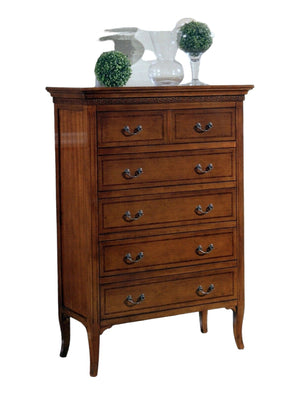 Cassettiera 6 cassetti legno intarsio finitura bassano 90x42x129 - Mobili 2G