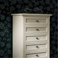 Cassettiera 6 cassetti paglia di vienna legno shabby bianco invecchiato 69x43x131 - Mobili 2G
