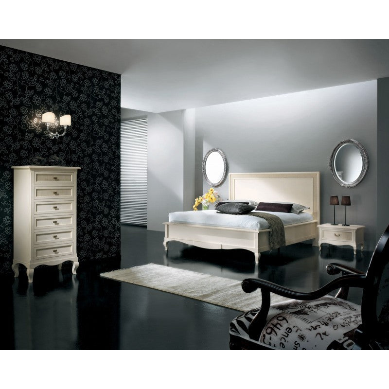 Cassettiera 6 cassetti paglia di vienna legno shabby bianco invecchiato 69x43x131 - Mobili 2G