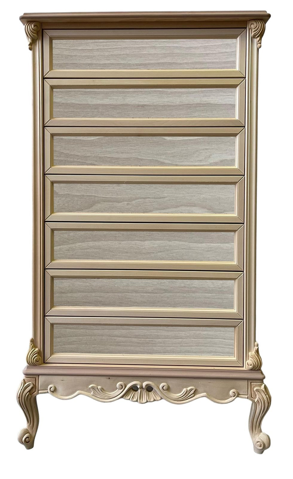 Cassettiera 7 cassetti classica barocco legno grezzo 87x48x148 - Mobili 2G