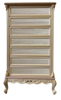 Cassettiera 7 cassetti classica barocco legno grezzo 87x48x148 - Mobili 2G