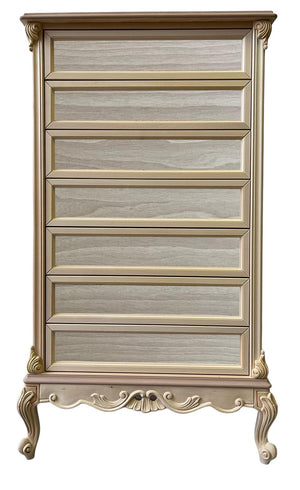 Cassettiera 7 cassetti classica barocco legno grezzo 87x48x148 - Mobili 2G