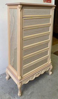 Cassettiera 7 cassetti classica barocco legno grezzo 87x48x148 - Mobili 2G