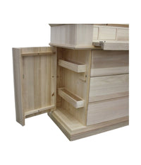 cassettiera 7 cassetti classica con ribalta legno massello grezzo 126x53x98 (530) - Mobili 2G